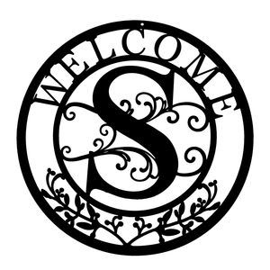 Metal Wall Art, Letter S Monogram, Personalized Name Sign, Black Wall Decor,💞